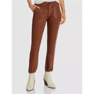 NEW Paige Revolve Mayslie‎ Crop Jogger Style Pants in Coated Brown Size 26
